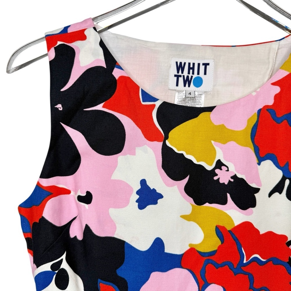 Anthropologie Whit Two Petal Print Open Back Floral Women’s Shift Dress Sz 4 - Picture 4 of 16